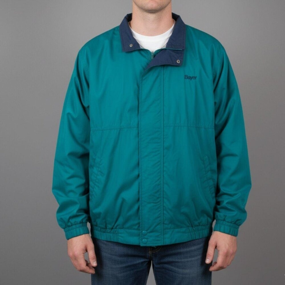Vintage‎ K-Products Bayer Harrington Jacket Mens XL Teal Blue Made in USA